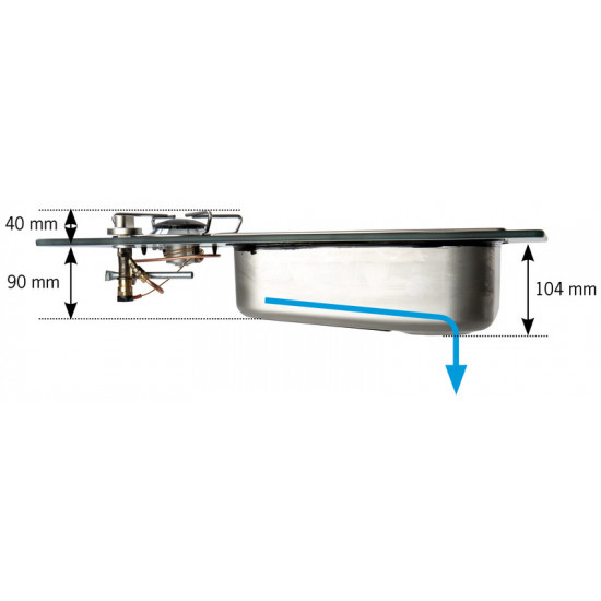 Vanstream hob and sink combination - 1-burner with safety glass