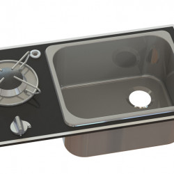 Cooker-sink combination - 1-burner with safety glass