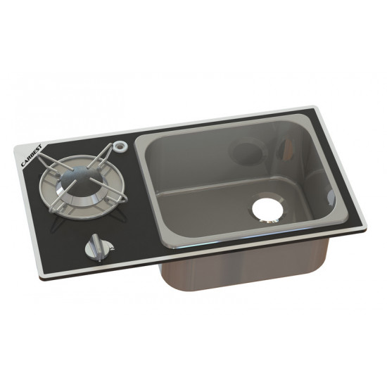 Cooker-sink combination - 1-burner with safety glass