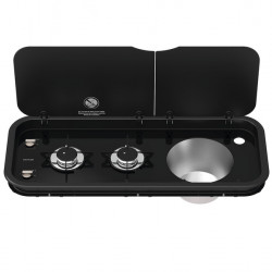 2-burner gas hob/sink combination, 2 x 1.5 kW