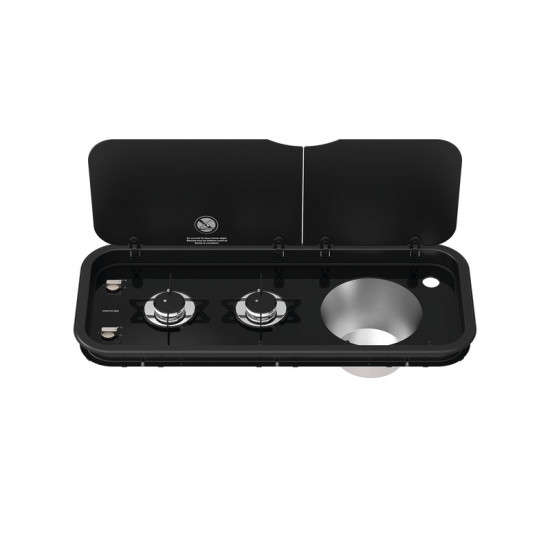2-burner gas hob/sink combination, 2 x 1.5 kW