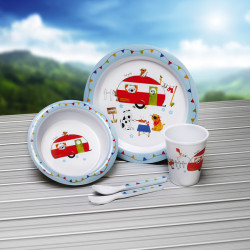 Camp4 Melamine Children's Tableware Set - Caravan Motif