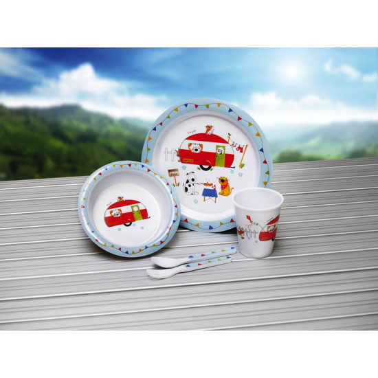 Camp4 Melamine Children's Tableware Set - Caravan Motif