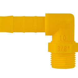 Screw-in fitting, angled 90° for 10mm hose, 3/8" white/yellow