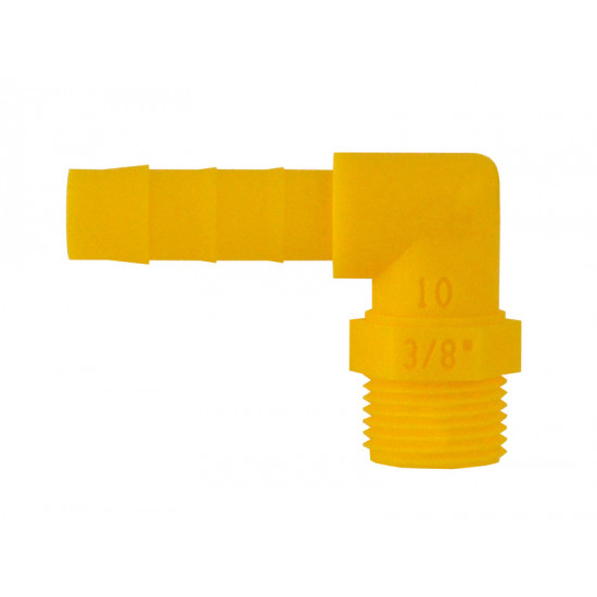 Screw-in fitting, angled 90° for 10mm hose, 3/8" white/yellow