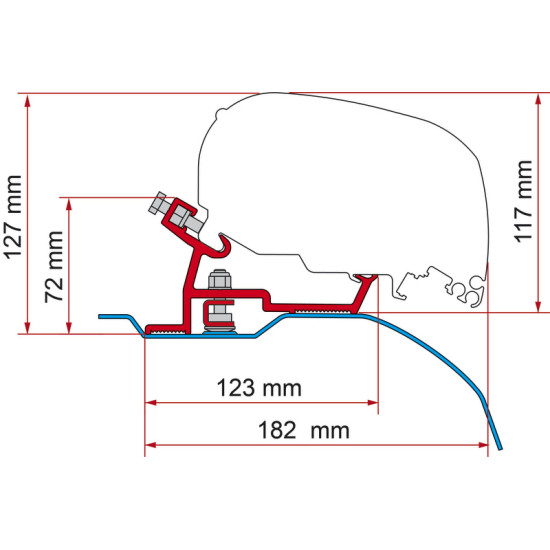 Marquee adapter kit F65/F80 for Ducato and construction equal from 2006 LHD and RHD, Fiamma Kit Adapter F65/F80 Ducato 2006 LHD+RHD
