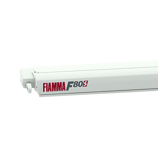 W 2900 x Abstract 2500m FIAMMA F80S roof awning, Housing color white, Fabric color royal grey