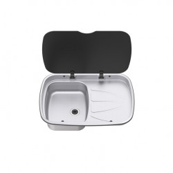 Stainless steel sink with drainer on the right, W630 x D470 mm, 9.5 liters