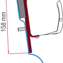 Fiamma awning adapter for awning F45, For Ford Custom Nugget with high roof, 2 holders of 12 cm, Left-hand drive,  2015-, f43van, silver