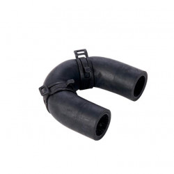 Rubber U-shaped clamp with band clamp.