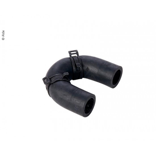Rubber U-shaped clamp with band clamp.