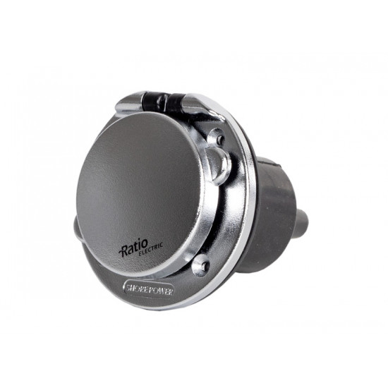 CEE flush-mounted socket - silver-colored plastic housing