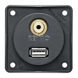 USB/audio panel mount socket, anthracite, loose