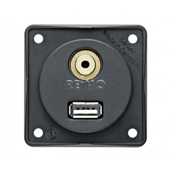 USB/audio panel mount socket, anthracite, loose