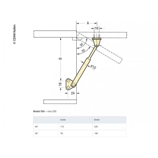 Support flap bracket - Model 506 - 20 cm