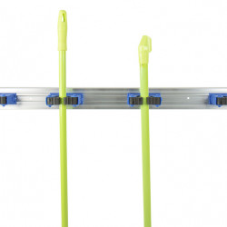 Broom holder with 5 clips in blue, 70cm