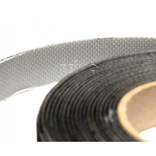 Self-adhesive hook and loop tape, 20 mm wide and 5 m long, color: black