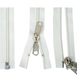 White tent zipper with double handle slider, 240cm long