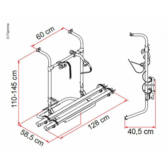 Caravan rear carrier Simple Plus 200 for 2 bikes, max. load capacity 35kg