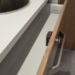 Surface-mounted bolt lock, push-lock - single-sided operation - brown