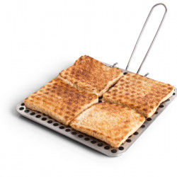 Stainless steel toaster with folding handle