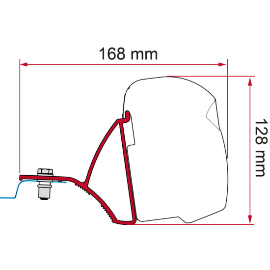 FIAMMA Awning adapter F43van for Renault Trafic / Opel Vivaro / Fiat Talento from 2015 onwards, DeepBlack, Left-hand drive, Length : 16 cm