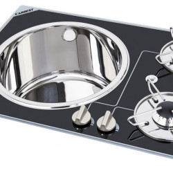 Cooker-sink combination - 2-burner with safety glass