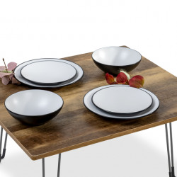 FJORD Premium Melamine Dinnerware Set in High-Quality Two-Tone Look for 2 People
