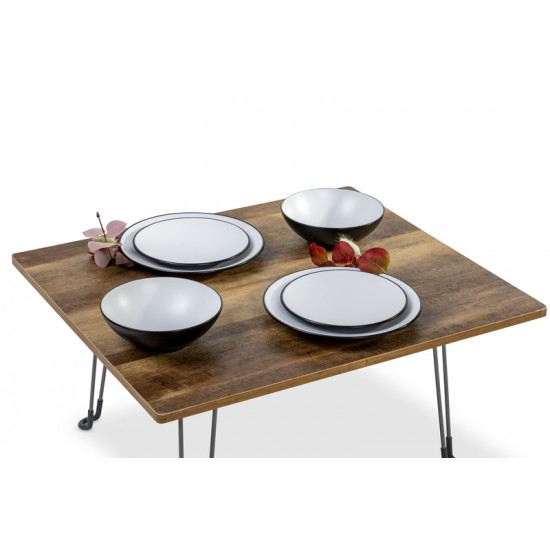 FJORD Premium Melamine Dinnerware Set in High-Quality Two-Tone Look for 2 People