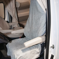 Terry cloth seat cover for vehicle, universal, light grey