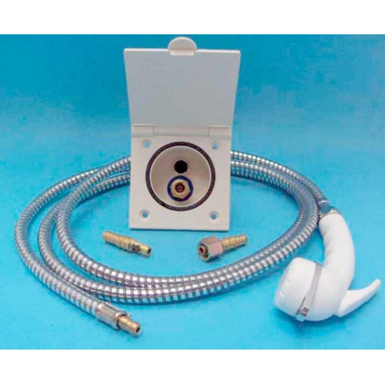 Water outlet set with hand shower including 2m hose - White