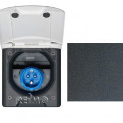 CEE power inlet socket with magnetic closure - Black