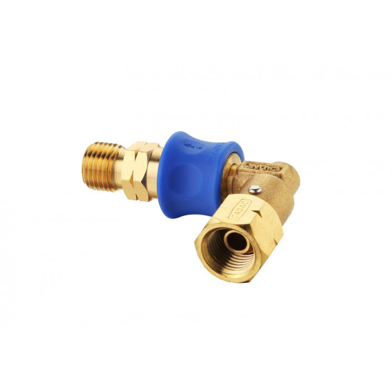 Rotating 90° coupling piece for the gas hose