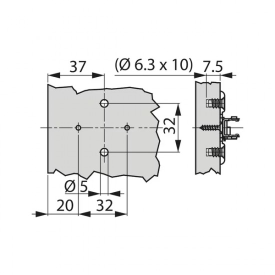 TIOMOS 1D cross mounting plate with 4-point fastening