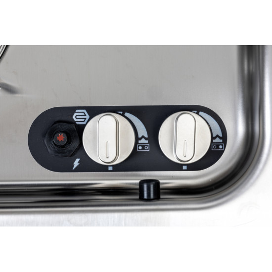 Cooker-sink combination – with 2-piece glass cover