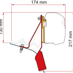 Awning adapter F43van / F45 for Ford Transit Custom Nugget - With pop-up roof, Left-hand drive, Length : 8 cm, black, vehicle manufacturing year: 2015-