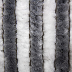 Chenille fleece curtain - 56 x 185 cm - White / Grey