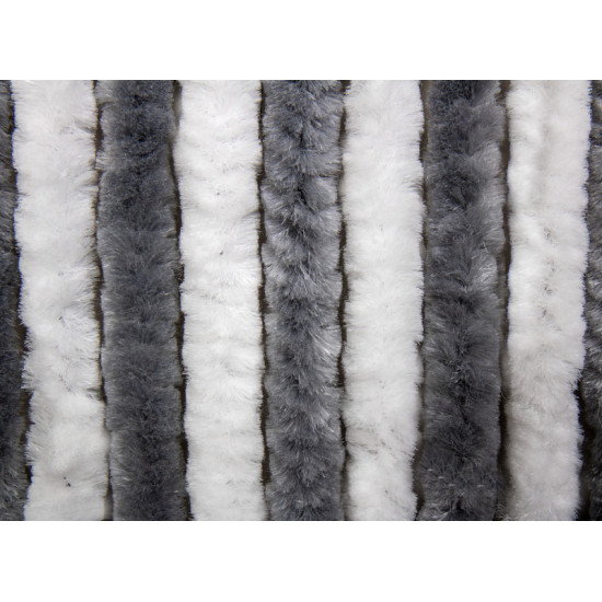 Chenille fleece curtain - 56 x 185 cm - White / Grey