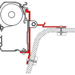 FIAMMA Adapter for F45i/F45iL/ZIP special mounting, U-adapter, Width: 80 mm