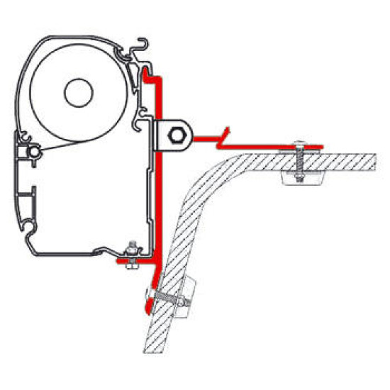 FIAMMA Adapter for F45i/F45iL/ZIP special mounting, U-adapter, Width: 80 mm