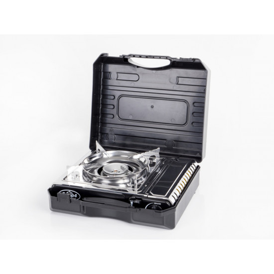 Camp4 Gas Cartridge Stove with Ignition Safety Device GOURMET, Stainless Steel