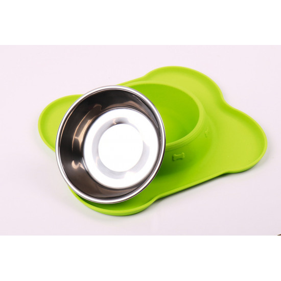 Frida stainless steel dog bowl with silicone base