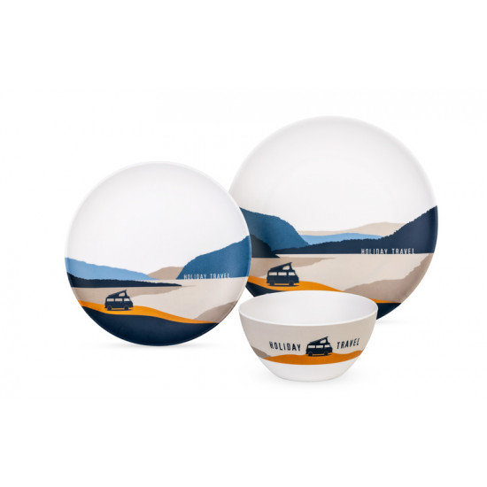 HOLIDAY TRAVEL SPIRIT Melamine Dinnerware Set for 2 People