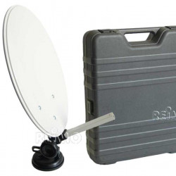 Standard satellite dish, in a Megasat camping case