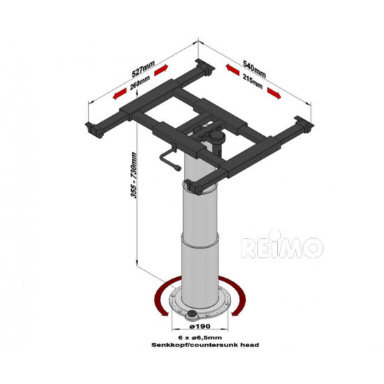 Single-column lift frame 355-730 mm - stroke 375 mm