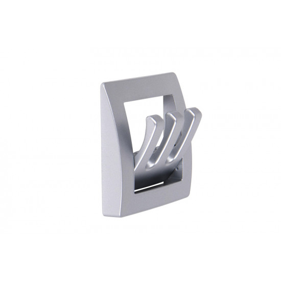 Coat rack, matte silver, 1 piece, foldable, 3 hooks