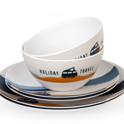 HOLIDAY TRAVEL SPIRIT Melamine Dinnerware Set for 2 People