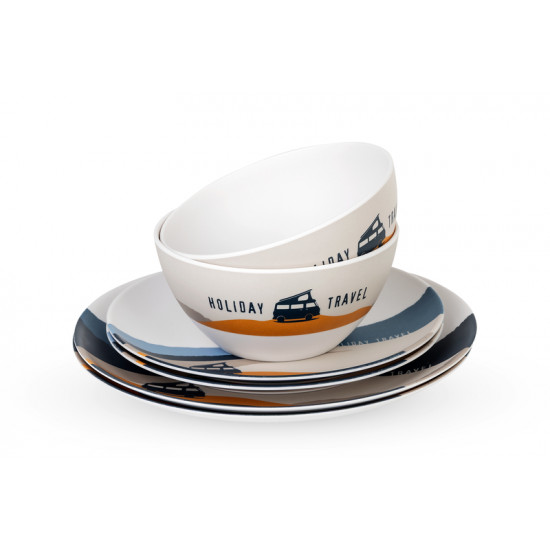 HOLIDAY TRAVEL SPIRIT Melamine Dinnerware Set for 2 People