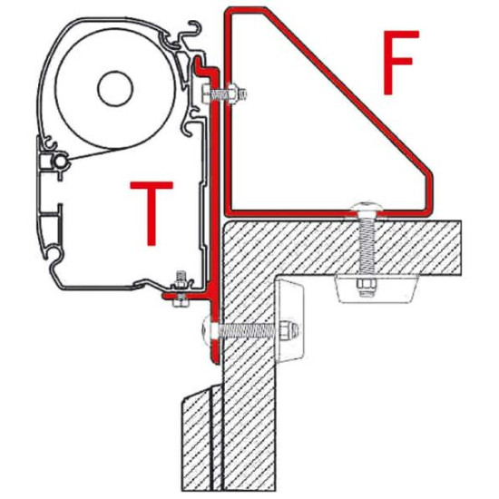 FIAMMA Adapter for F45i/F45iL/ZIP special mounting, T-adapter, Width: 80 mm