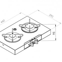 2-burner built-in gas hob